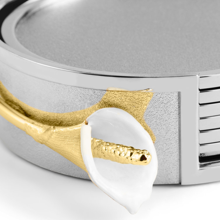 Silver and Gold Calla Lily Coaster Set with Holder