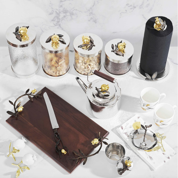Elegant Handcrafted Pomegranate Sugar Pot with Matching Spoon Set