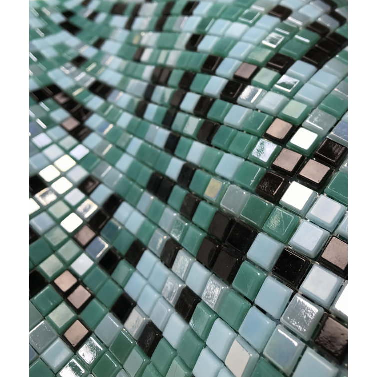Galaxy 12" x 12" Iridescent Blue Glass Mosaic Tile