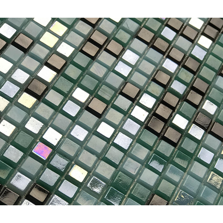 Galaxy 12" x 12" Iridescent Blue Glass Mosaic Tile