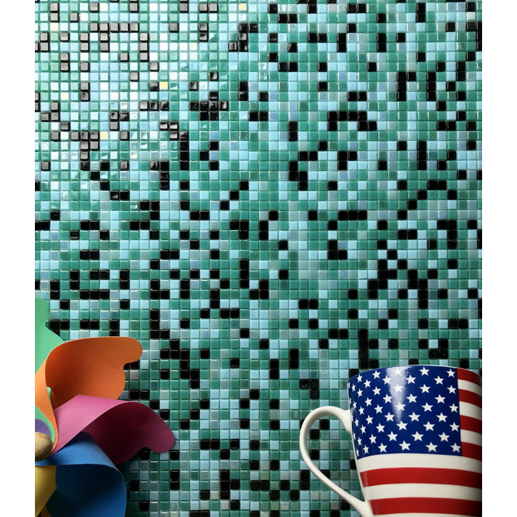 Galaxy 12" x 12" Iridescent Blue Glass Mosaic Tile