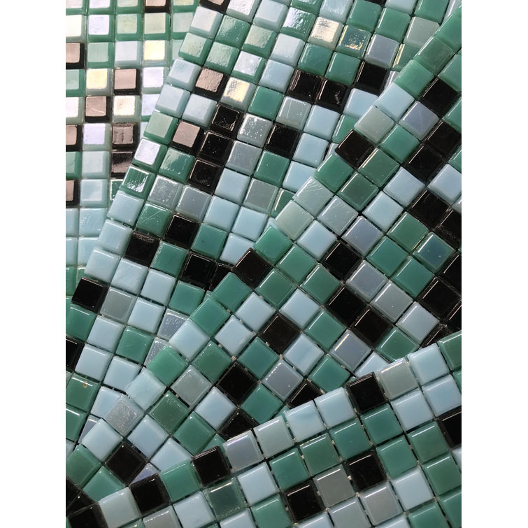 Galaxy 12" x 12" Iridescent Blue Glass Mosaic Tile