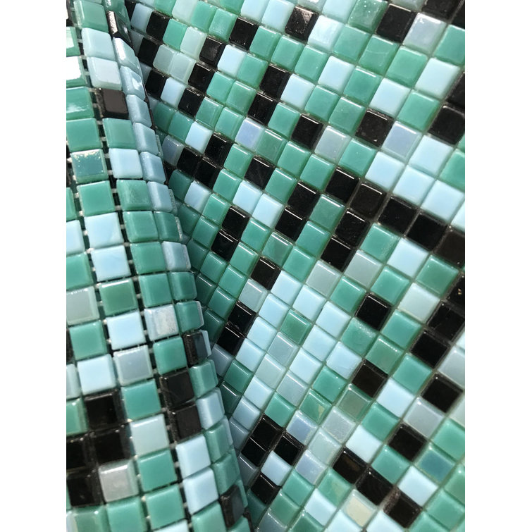 Galaxy 12" x 12" Iridescent Blue Glass Mosaic Tile
