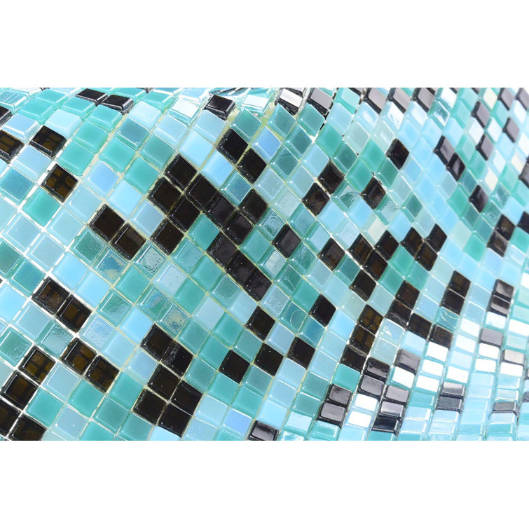 Galaxy 12" x 12" Iridescent Blue Glass Mosaic Tile