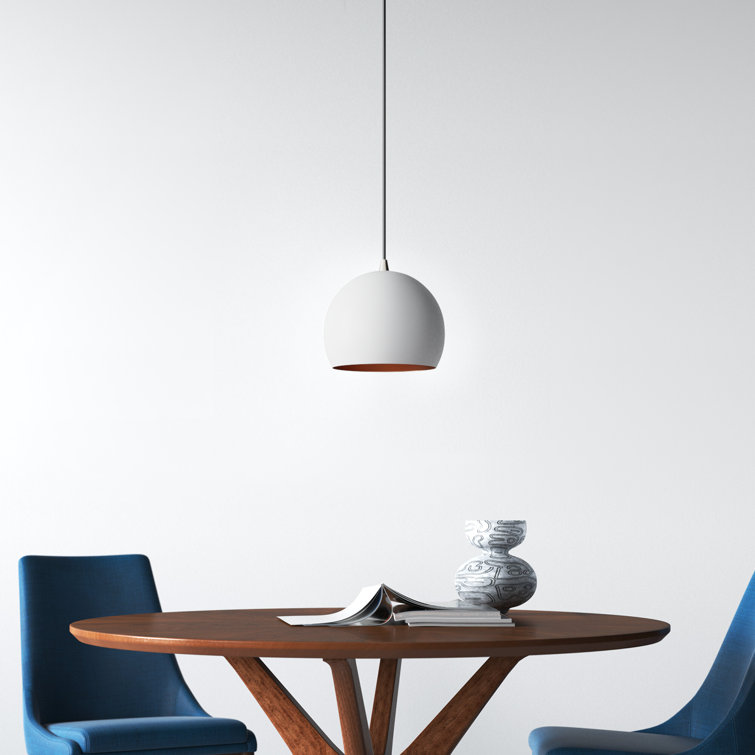 Contemporary 1-Light Mini Pendant in White with Gold Interior Finish