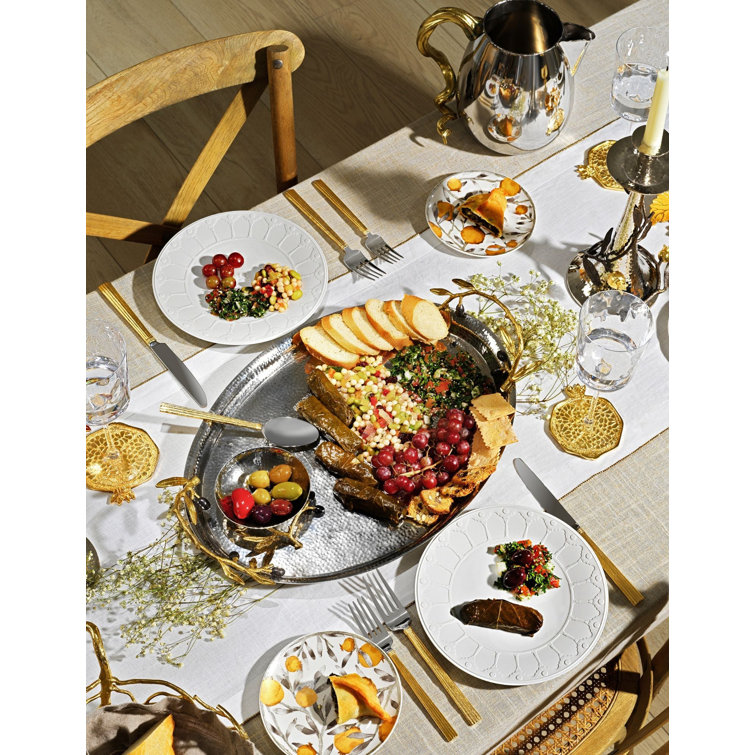 Pomegranate Porcelain Tidbit Plate Set - Microwave Safe, Handcrafted