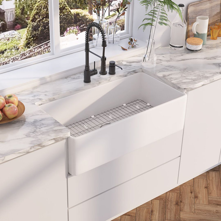 Denbigh 36'' White Fireclay Farmhouse Single Bowl Sink