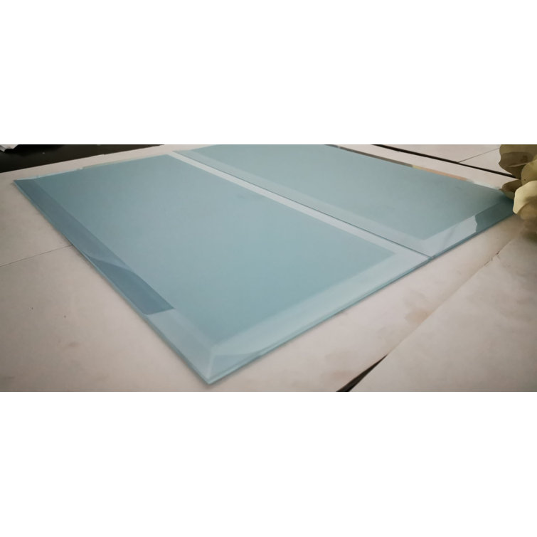 Matte Blue Beveled Glass 8'' x 16'' Subway Tile