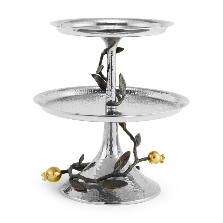Handcrafted Gold-Plated Oxidized Stainless Steel 2-Tier Etagere