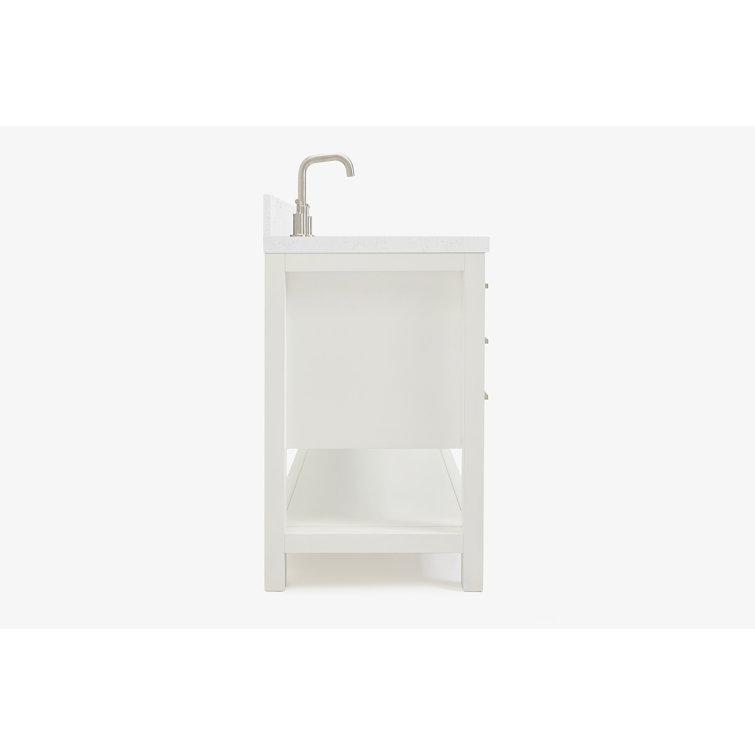 Magnolia 48" White Hardwood Freestanding Bathroom Vanity with Quartz Top