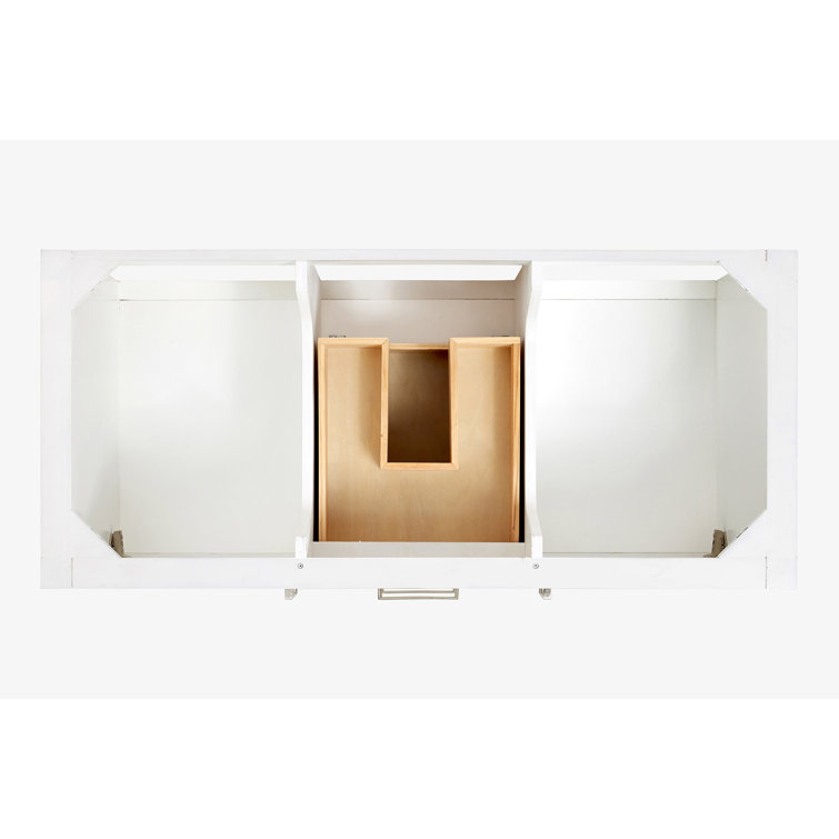 Magnolia 48" White Hardwood Freestanding Bathroom Vanity with Quartz Top