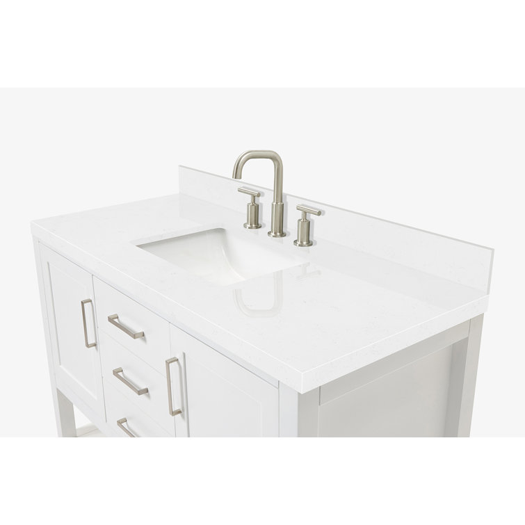 Magnolia 48" White Hardwood Freestanding Bathroom Vanity with Quartz Top