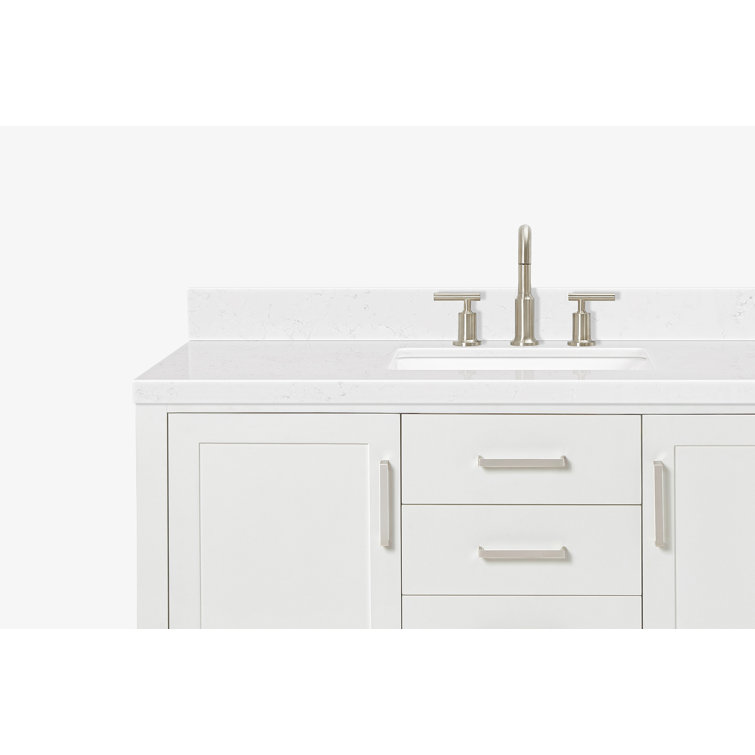 Magnolia 48" White Hardwood Freestanding Bathroom Vanity with Quartz Top