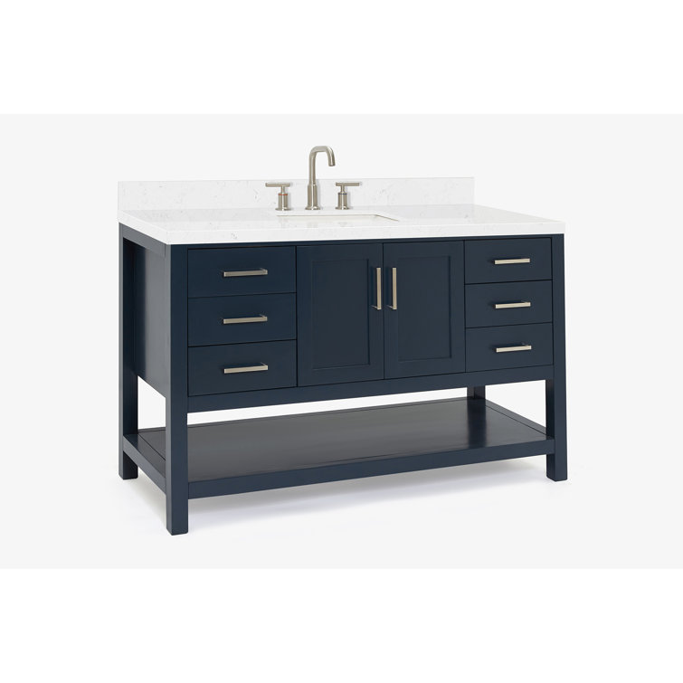 Midnight Blue 54" Freestanding Single Basin Vanity with Quartz Top