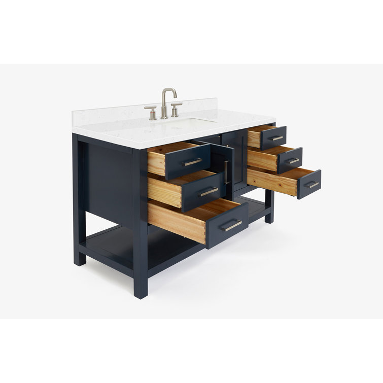 Midnight Blue 54" Freestanding Single Basin Vanity with Quartz Top