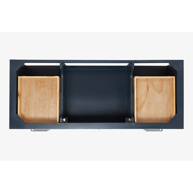 Midnight Blue Hardwood Single Bathroom Vanity with Carrara Quartz Top