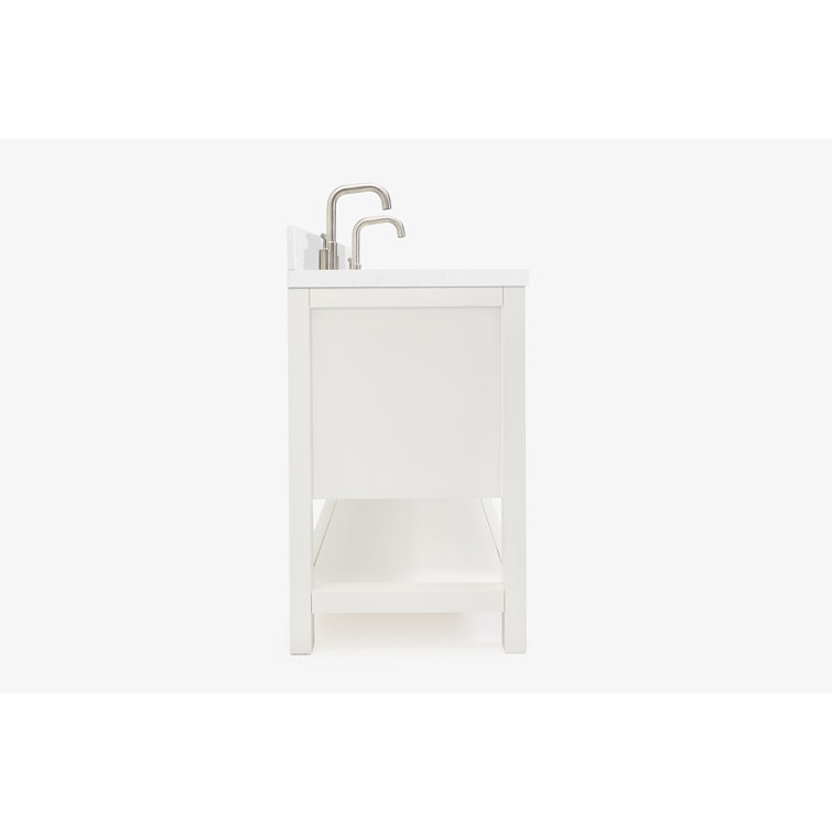 Magnolia 60" White Double Sink Freestanding Vanity with Quartz Top