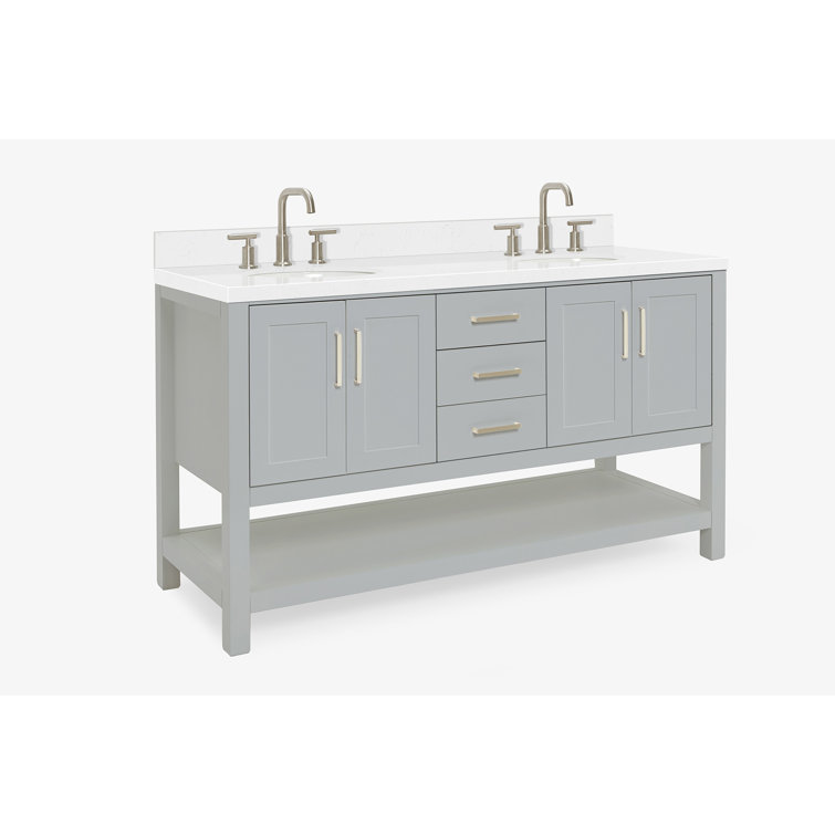 Magnolia Gray 60" Freestanding Double Sink Vanity with Quartz Top
