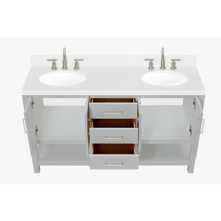 Magnolia Gray 60" Freestanding Double Sink Vanity with Quartz Top