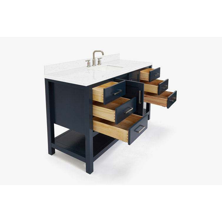 Midnight Blue 60" Single Sink Vanity with Quartz Top
