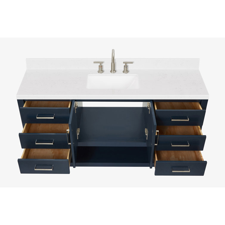 Midnight Blue 60" Single Sink Vanity with Quartz Top