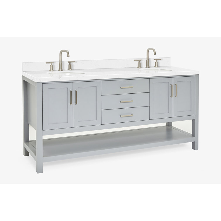 Magnolia 72" Gray Solid Wood Double Freestanding Bathroom Vanity