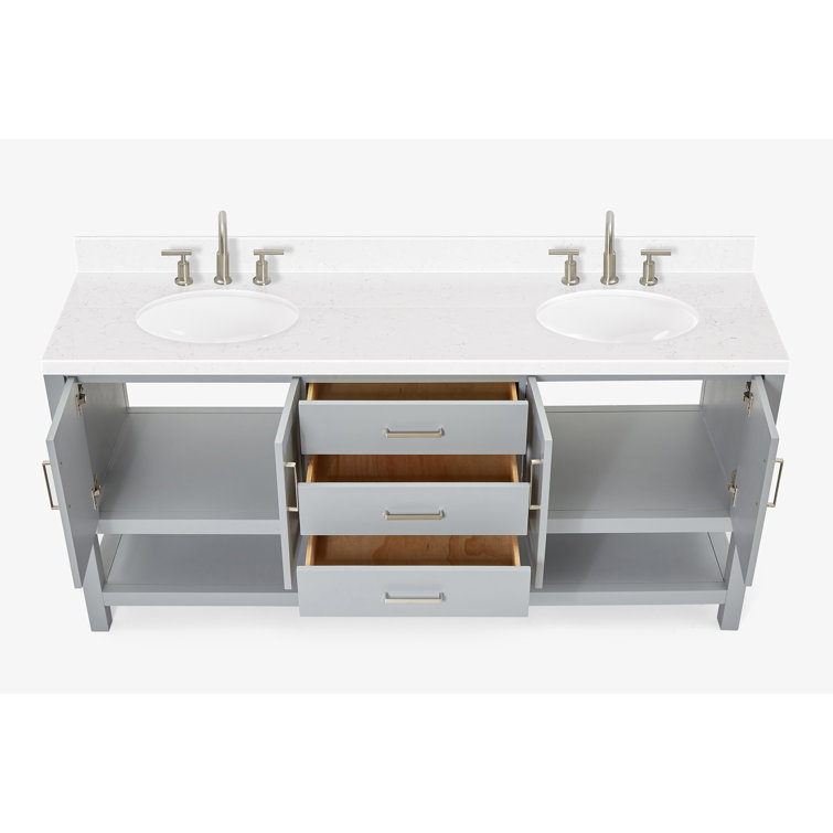 Magnolia 72" Gray Solid Wood Double Freestanding Bathroom Vanity