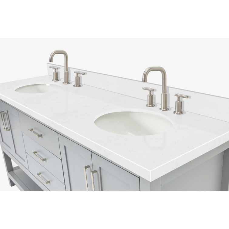 Magnolia 72" Gray Solid Wood Double Freestanding Bathroom Vanity