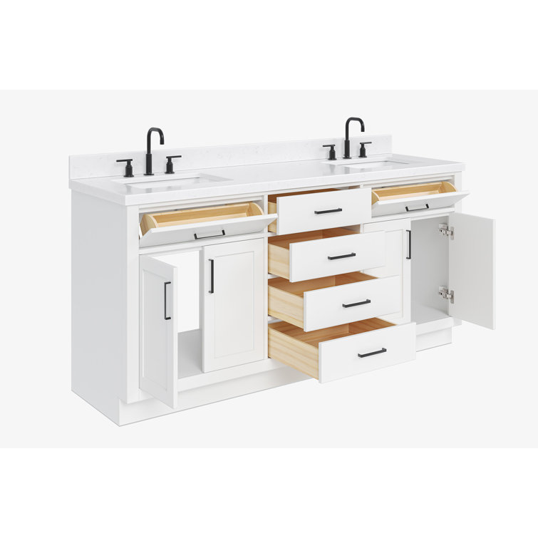 Hepburn 72" White Freestanding Double Basin Vanity Set