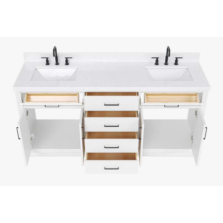 Hepburn 72" White Freestanding Double Basin Vanity Set