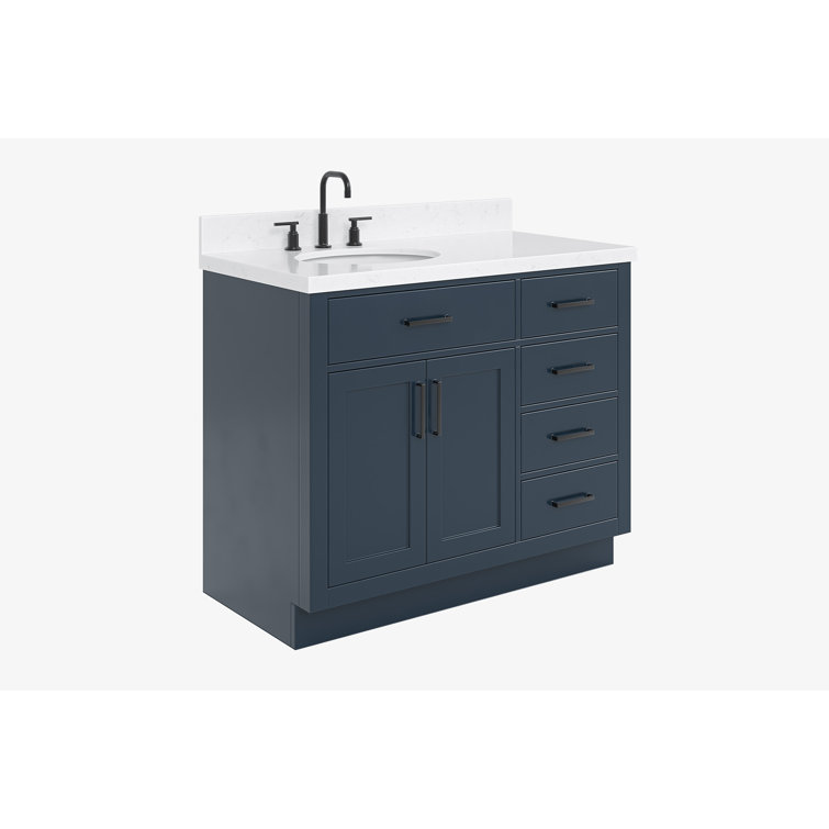 Midnight Blue 42" Freestanding Single Basin Vanity Set with Hardwood Plywood
