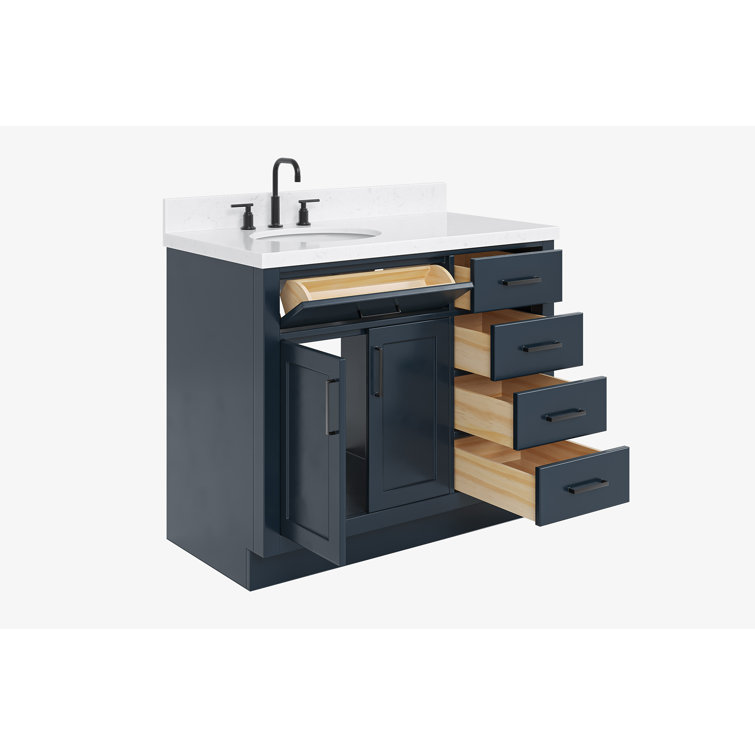 Midnight Blue 42" Freestanding Single Basin Vanity Set with Hardwood Plywood