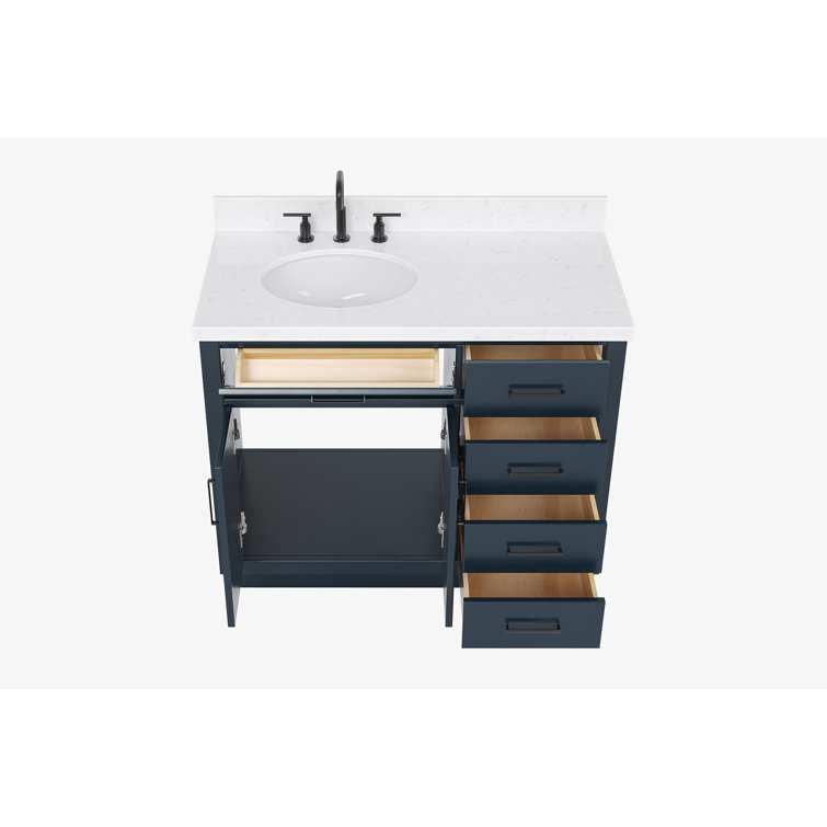 Midnight Blue 42" Freestanding Single Basin Vanity Set with Hardwood Plywood
