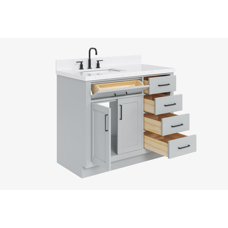 Hepburn 42" Gray Hardwood Freestanding Single Basin Vanity