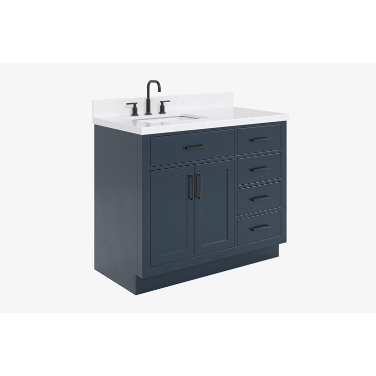 Midnight Blue 42" Freestanding Single Basin Vanity Set with Hardwood Plywood