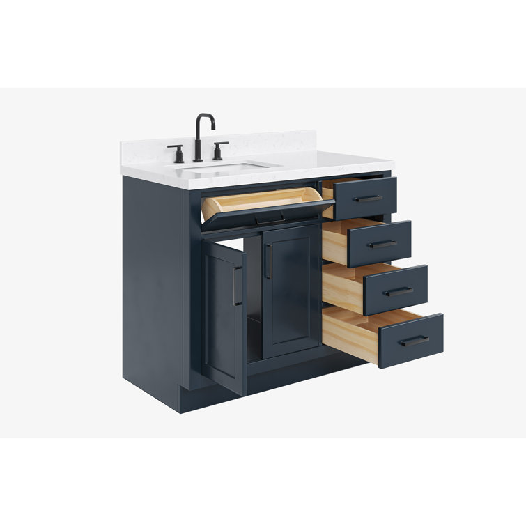 Midnight Blue 42" Freestanding Single Basin Vanity Set with Hardwood Plywood