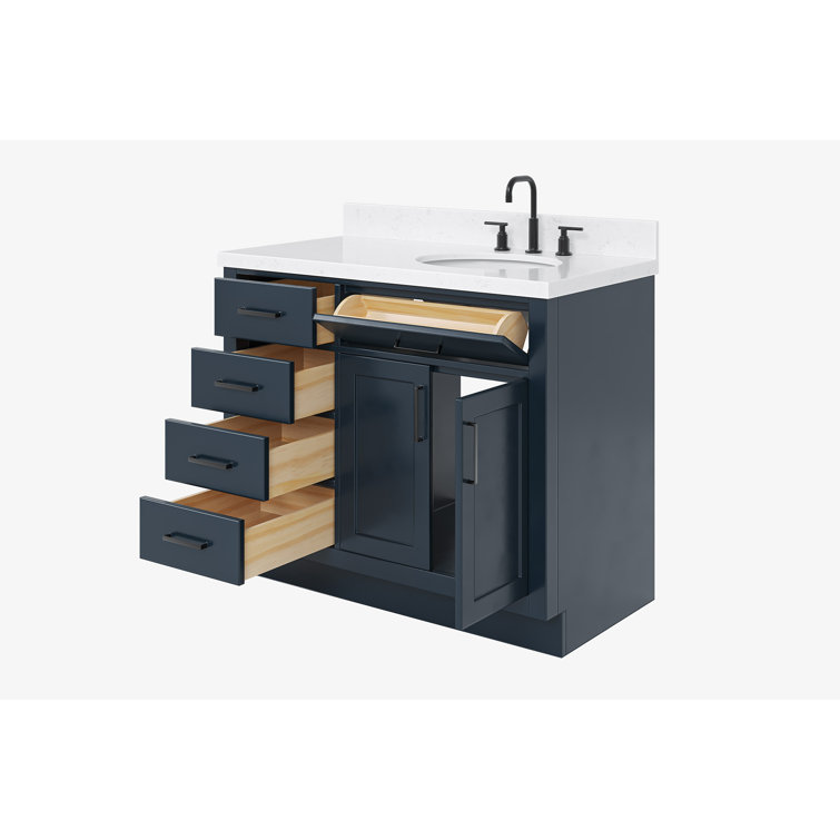 Midnight Blue 42" Freestanding Single Basin Vanity Set with Hardwood Plywood