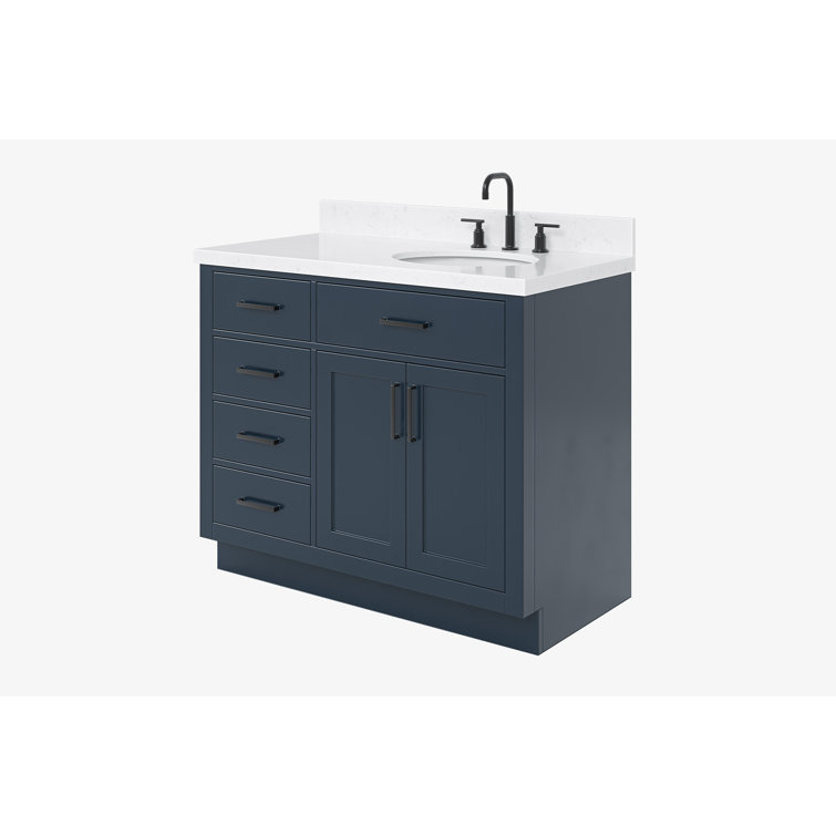 Midnight Blue 42" Freestanding Single Basin Vanity Set with Hardwood Plywood