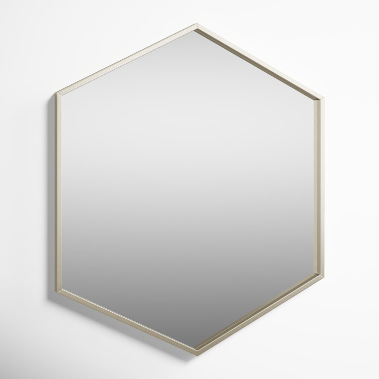 Elegant Silver Hexagon 29" Bathroom Wall Mirror