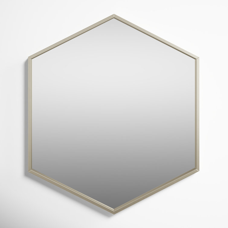 Elegant Silver Hexagon 29" Bathroom Wall Mirror