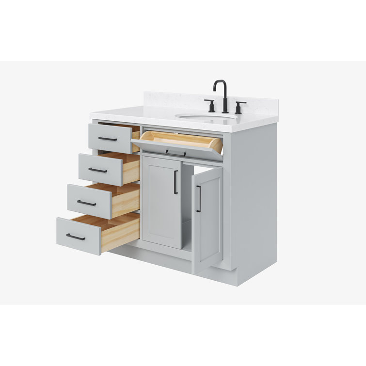 Hepburn 42" Gray Hardwood Freestanding Single Basin Vanity