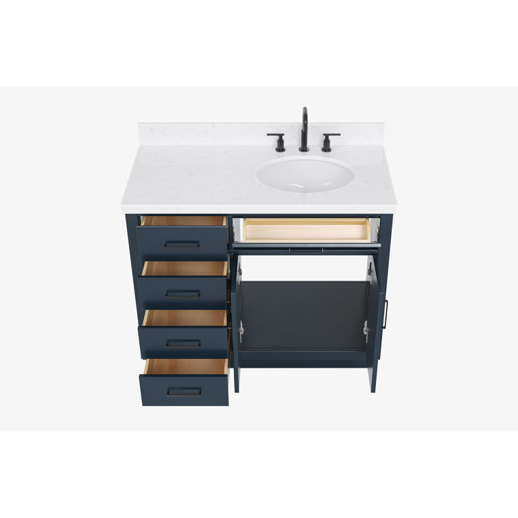Midnight Blue 42" Freestanding Single Basin Vanity Set with Hardwood Plywood