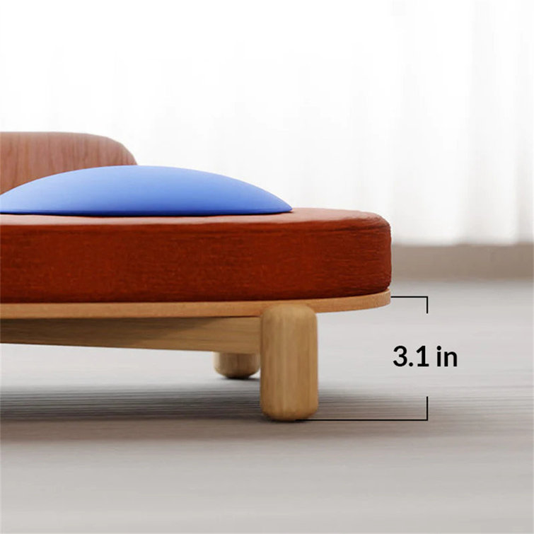 Large Elevated Wooden Pet Sofa with Red Cushion