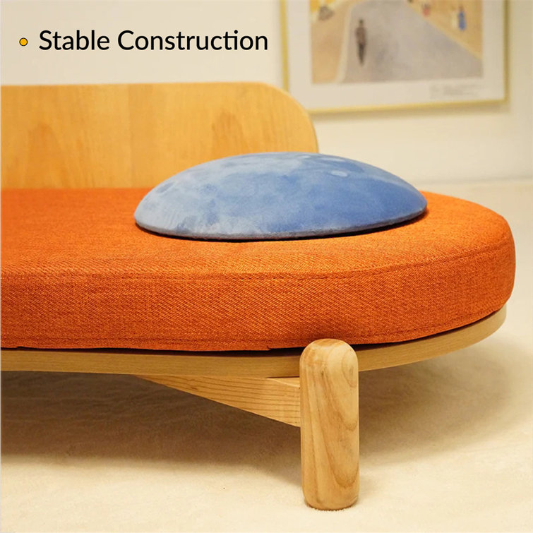 Large Elevated Wooden Pet Sofa with Red Cushion