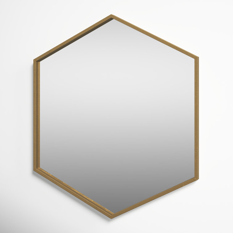 McNeer 22" x 25" Geometric Gold Hexagon Wall Mirror