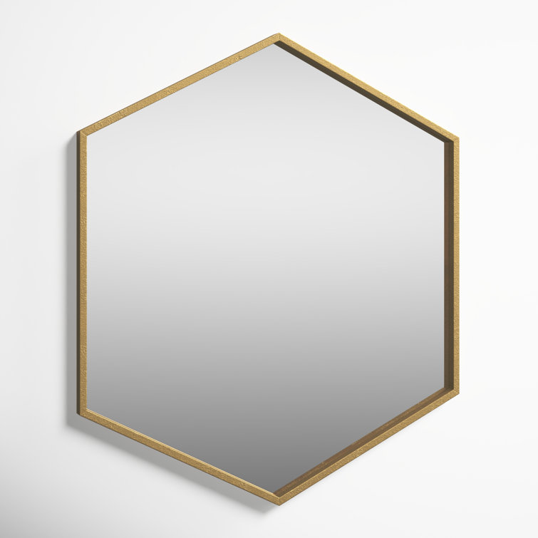 McNeer 22" x 25" Geometric Gold Hexagon Wall Mirror