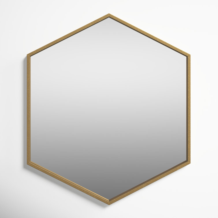 McNeer 22" x 25" Geometric Gold Hexagon Wall Mirror