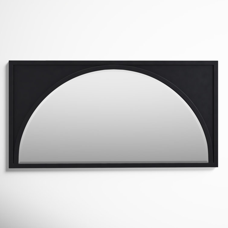 Elegant Satin Black Full-Length Rectangular Wood Wall Mirror