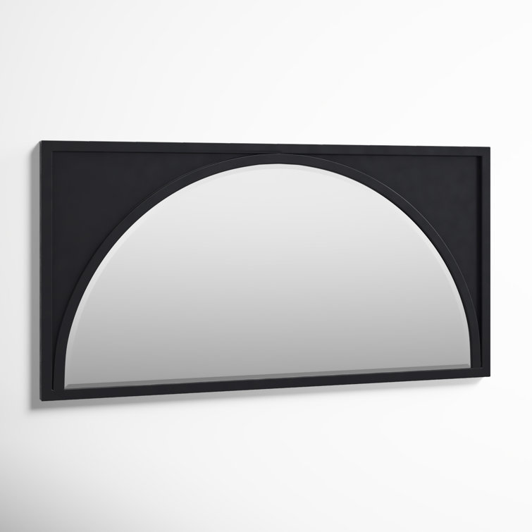 Elegant Satin Black Full-Length Rectangular Wood Wall Mirror