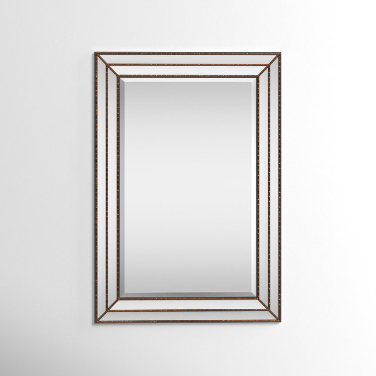 Almyra Grooved Bronze and Wood Rectangle Wall Mirror
